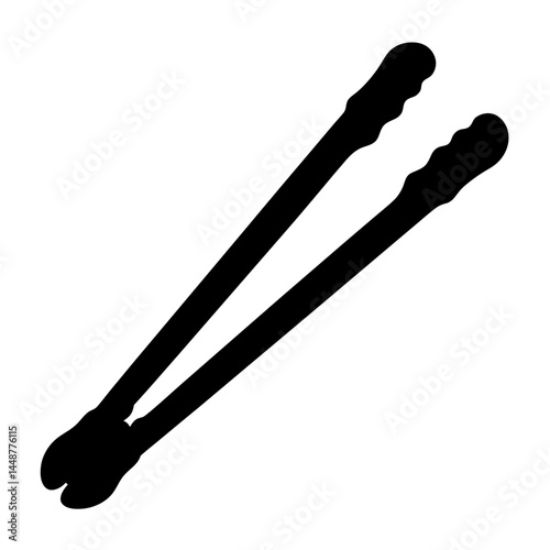 Silhouette of kitchen tongs tool for grabbing and serving food items easily