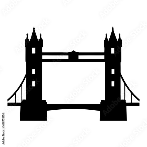 Silhouette of Tower Bridge in London, an iconic landmark and tourist destination