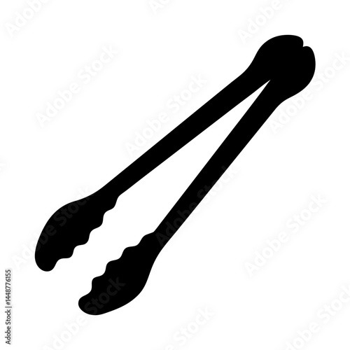 Silhouette of kitchen tongs for cooking and serving food isolated on white