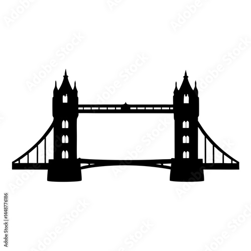 Striking Silhouette of London's Tower Bridge a Classic Landmark Icon