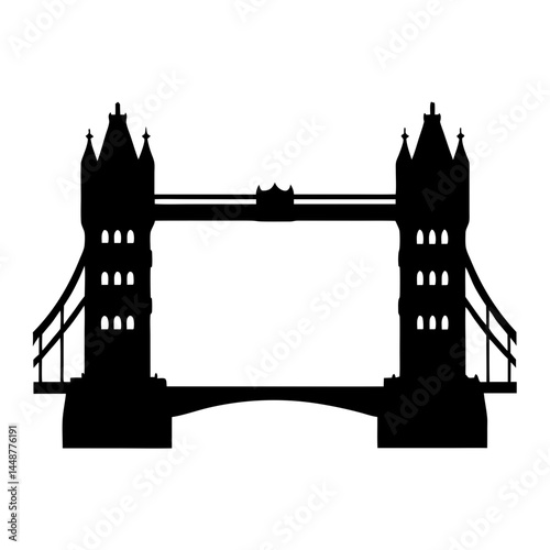 Tower Bridge Silhouette, Iconic London Landmark, Black and White Minimalist Graphic Design