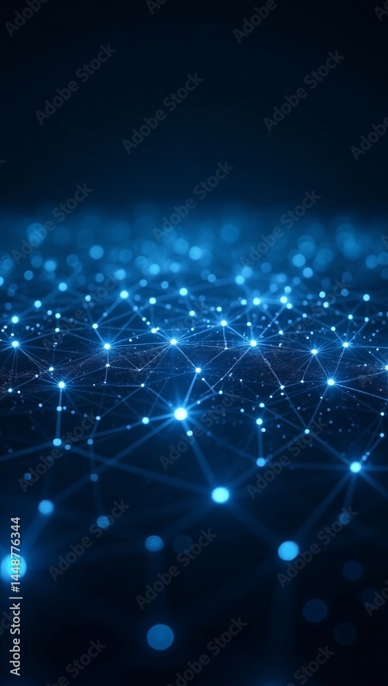 Obraz premium Abstract digital network connection background with glowing blue nodes and lines. A futuristic concept of global network connection, data transmission, and digital communication.