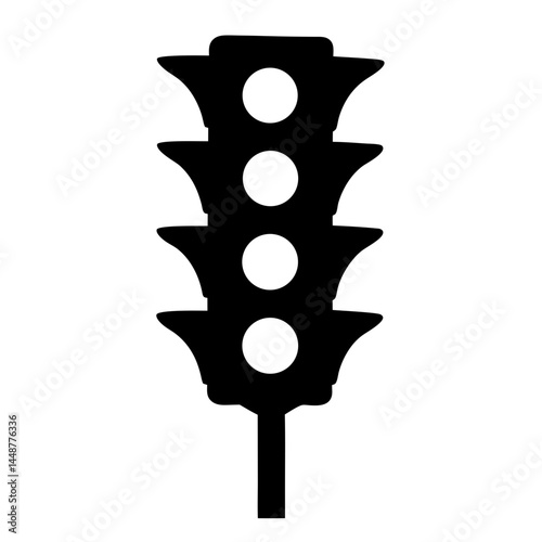 Stylized four light traffic signal icon in black and white design