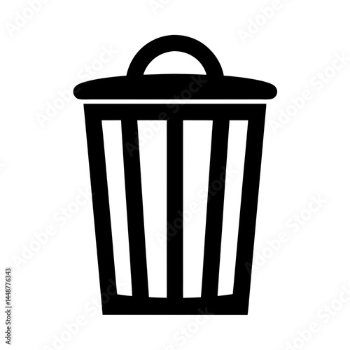 Simple black and white trash can icon for removal and deletion