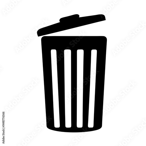 Black trash can icon isolated on a white background illustration