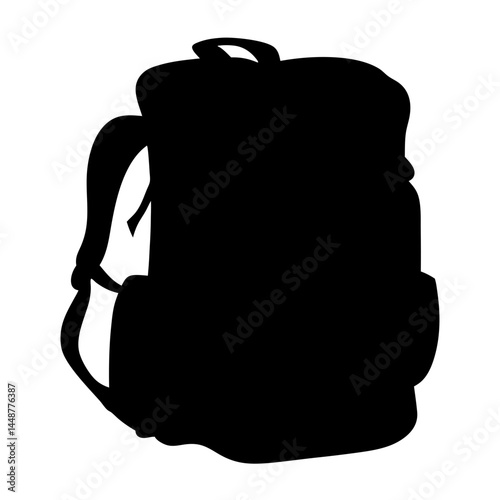 Silhouette of a filled backpack, perfect for outdoor adventures or school