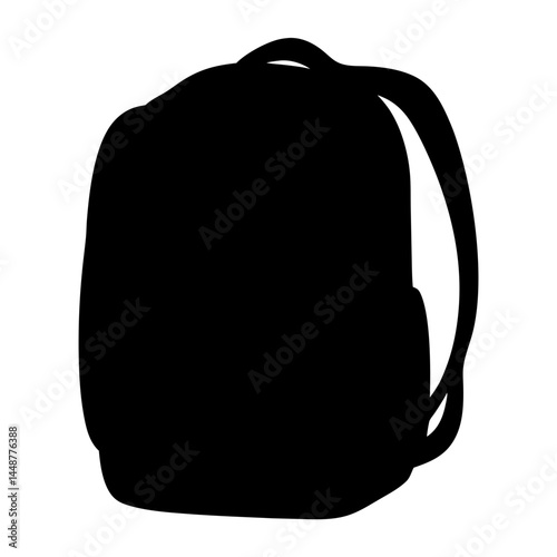Silhouette of a stylish black backpack suitable for school or travel