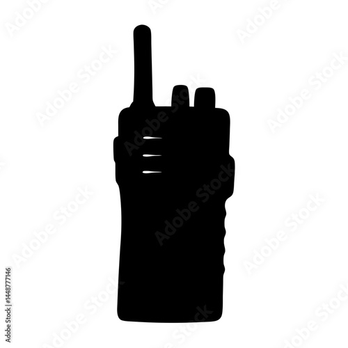 Black Silhouette of a Portable TwoWay Radio or WalkieTalkie, Simple Vector