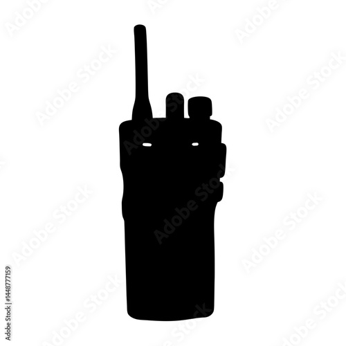 Isolated black silhouette of a walkietalkie on white background for graphic usage