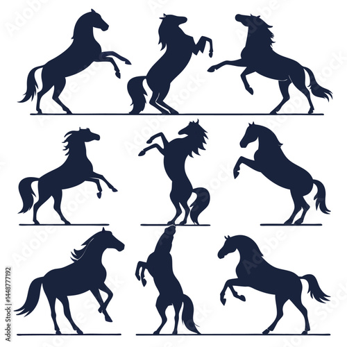 Horse silhouette set bundle vector
