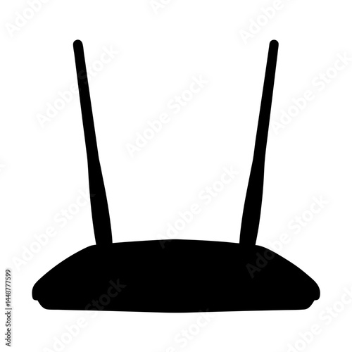 Stylized silhouette of a dual antenna wireless router for network connectivity