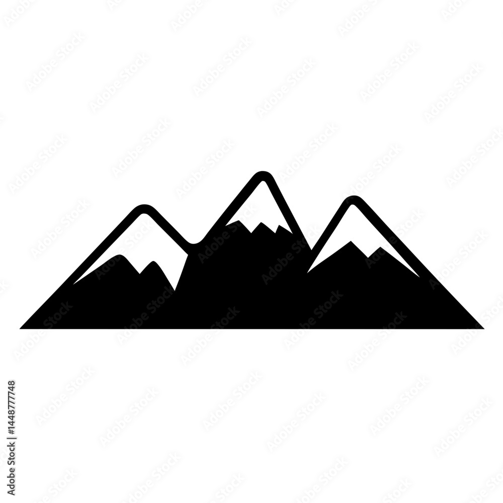 Black and white mountain range outline vector image for design purposes Black and white mountain range outline vector image for design purposes