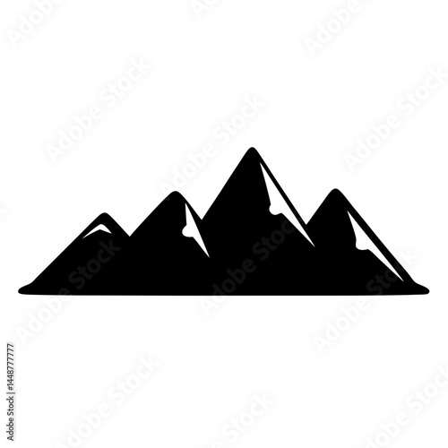 Simple and minimalist black and white mountain range landscape icon design