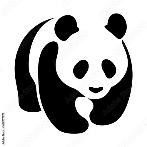 Black and White Panda Illustration for Conservation Organizations and Wildlife Protection