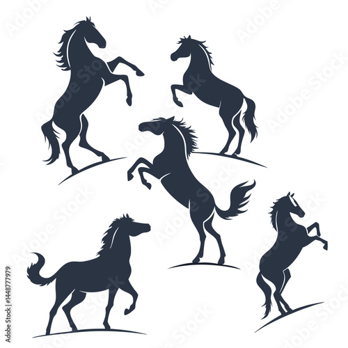 Horse silhouette set bundle vector