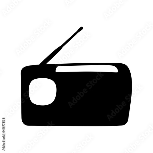 Simple and modern cartoon illustration of a retro radio silhouette design