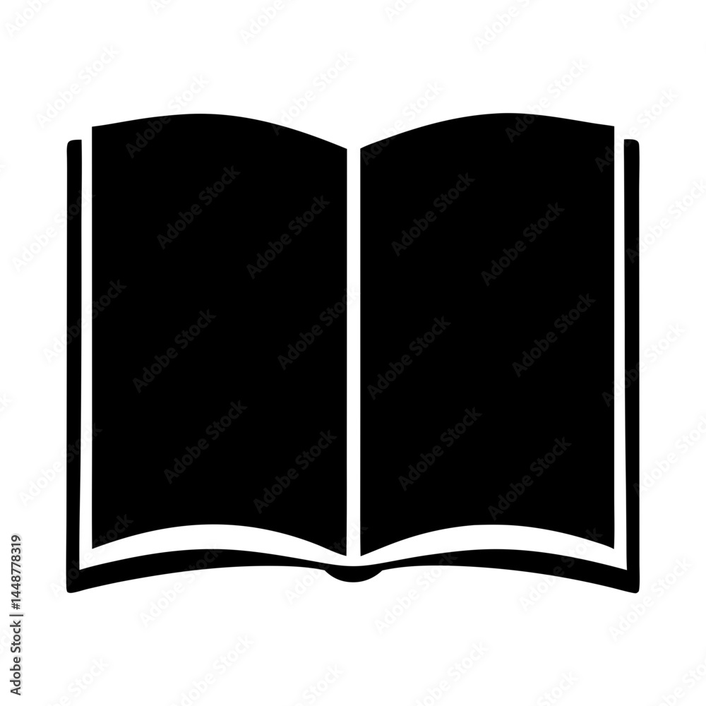 Open book silhouette signifying knowledge and literacy in a minimalist design style Open book silhouette signifying knowledge and literacy in a minimalist design style