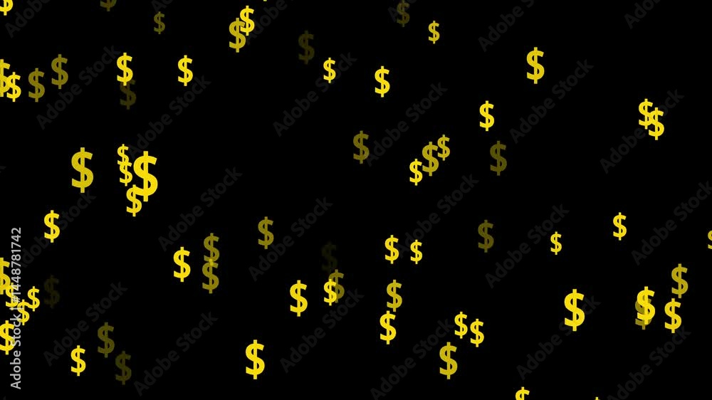 Dolar sign symbol icon animation. USA currency symbol animation on black background.