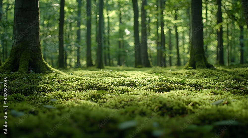 Fototapeta premium Sunlit Mossy Forest Floor