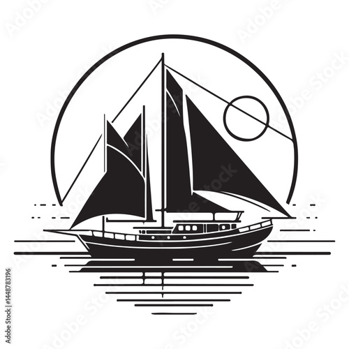 vector modern boats line art