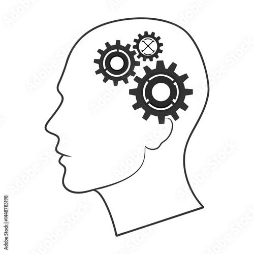 Human Head Silhouette with Gears - Thinking & Problem-Solving Concept