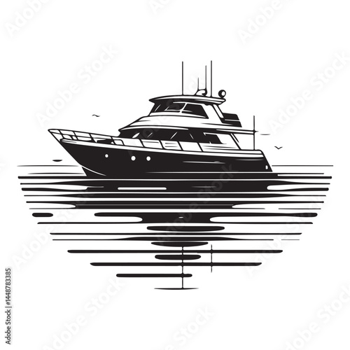 vector modern boats line art