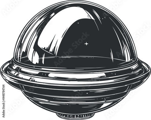 Black and white illustration of a mechanical gyroscope used for balance and rotational motion experiments