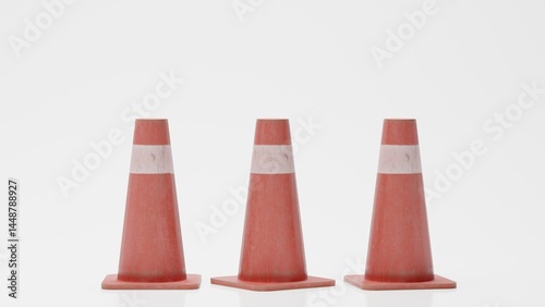isolated​ traffic cone.​ traffic cone​ with​ white​ background.