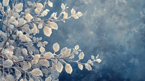 Frosty leaves in winter landscape nature calm atmosphere aerial view