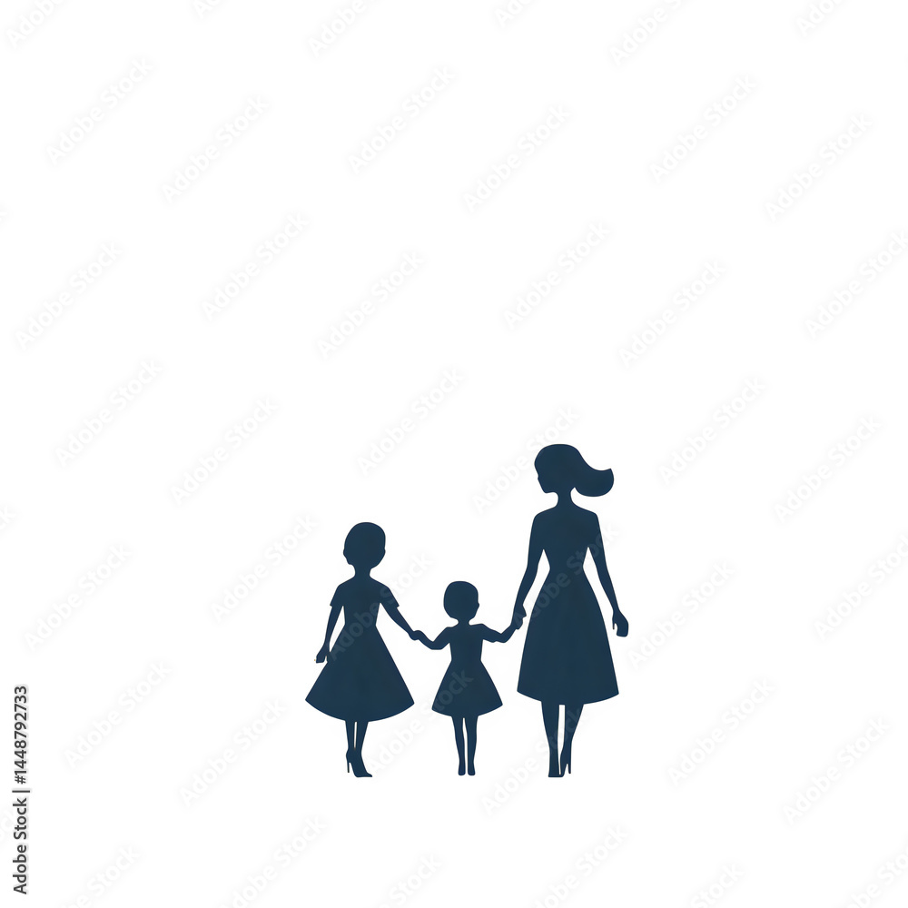 Flat minimalist design of a child holding hands with siblings, supporting each other through loss, emotional but uplifting. Flat minimalist design of a child holding hands with siblings, supporting each other through loss, emotional but uplifting.