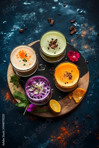 eclectic drink tasting set, turmeric
