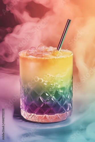 layered ombré drink crystal clear selective focus
