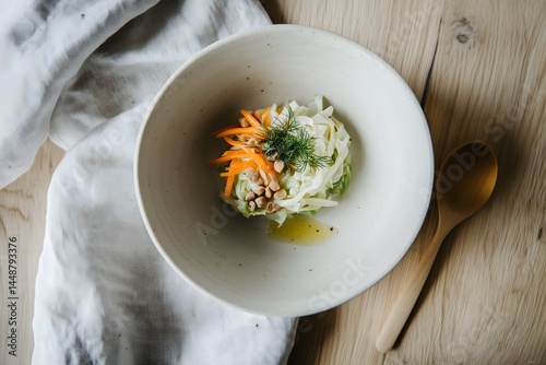scandinavian cabbage salad, julienned carrots,