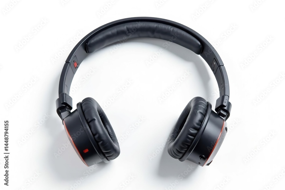 Fototapeta premium Single microphone, headphones, isolated on white background, studio, audiophile, audio equipment