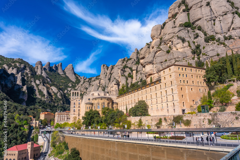 Montserrat monastery nestled in the majestic mountains of catalonia