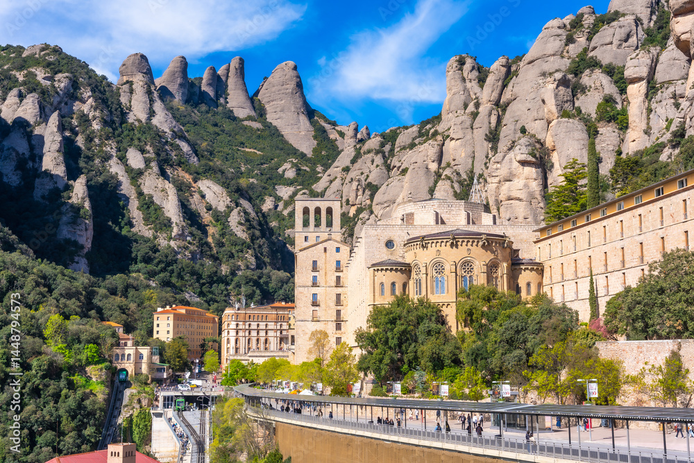 Montserrat monastery nestled in the majestic mountains of catalonia
