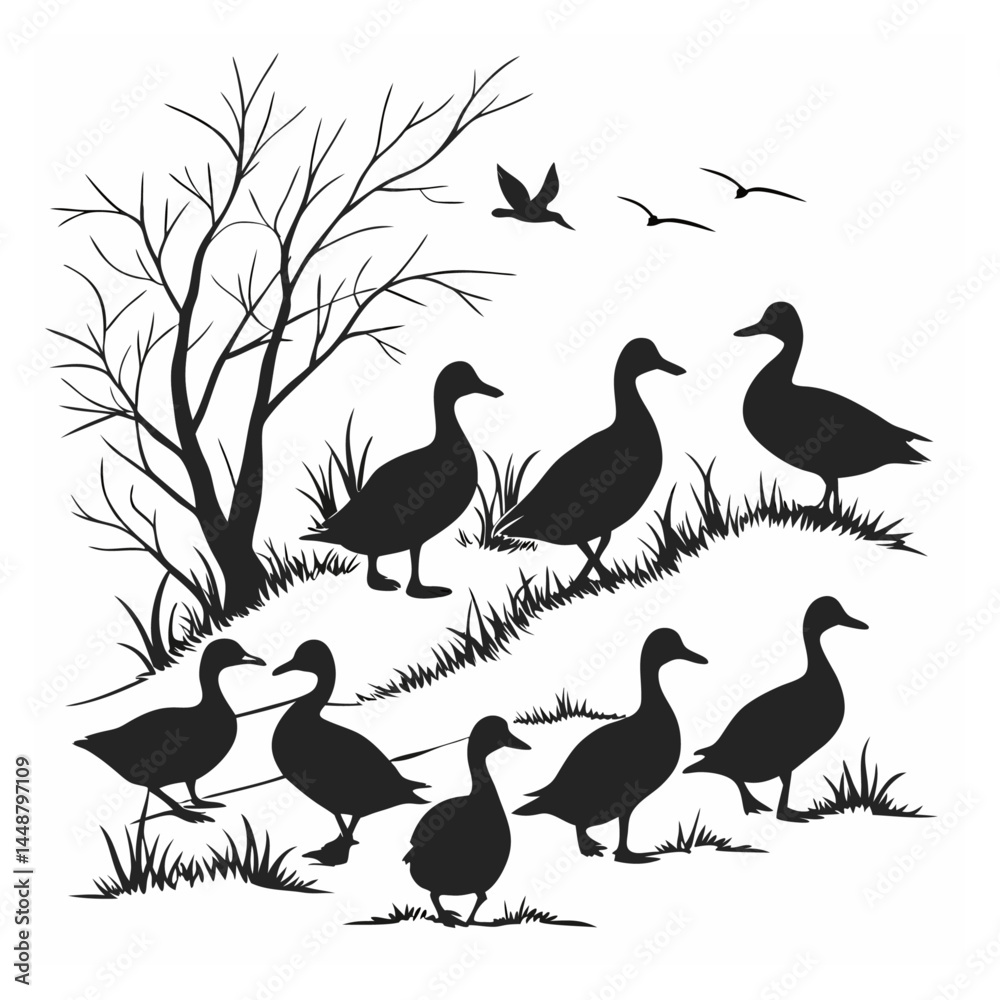 Obraz premium Duck silhouette bundle vector design