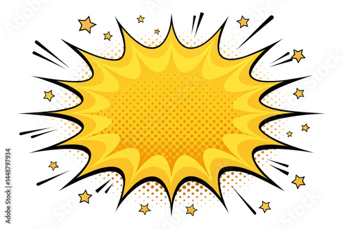 Comic explosion effect. Comic burst speech bubble, isolated on transparent background - generetad by ai