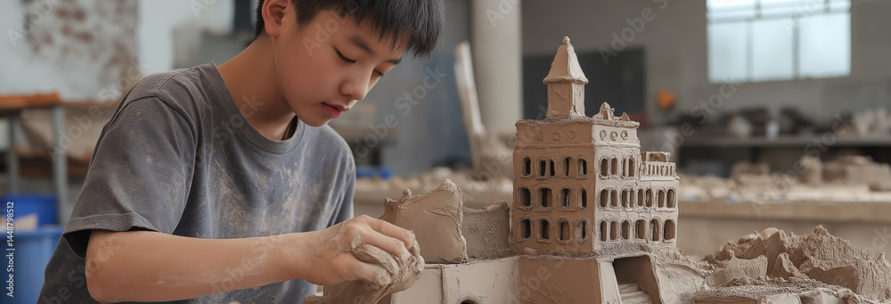 Teenager Building Clay School – Creative Hands-on Craft