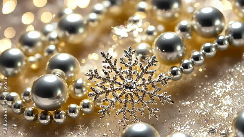 Discover the elegance of winter with shimmering pearls and delicate snowflakes in a festive display of beauty Generative AI Discover the elegance of winter with shimmering pearls and delicate snowflakes in a festive display of beauty Generative AI