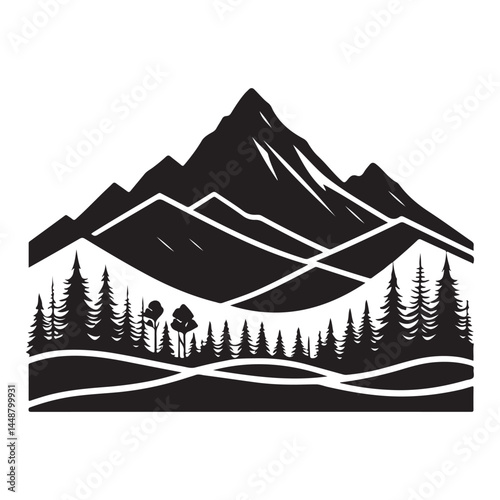 Mountain with forest vector