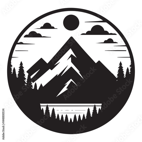 Mountain with forest vector
