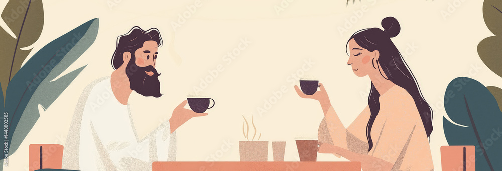 The aesthetics of coffee drinking, illustration