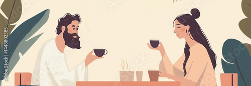 Obraz na płótnie The aesthetics of coffee drinking, illustration w salonie