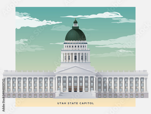 Utah State Capitol - Salt Lake City - Utah - Stock Illustration