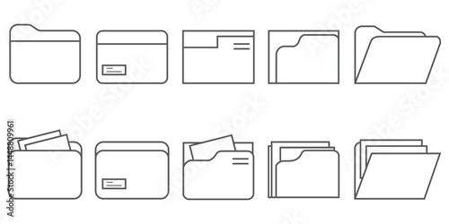 File folder icon set. File folder flat illustration. File folders set.