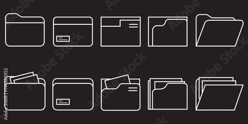 File folder icon set. File folder flat illustration. File folders set.