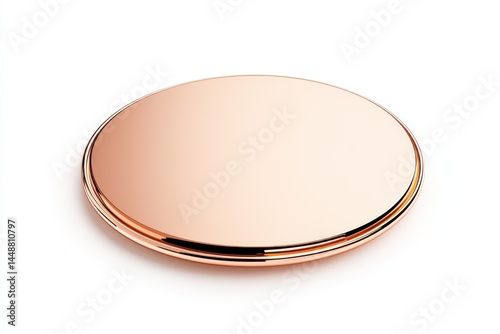 Elegant Rose Gold Compact Mirror on White Background for Cosmetics