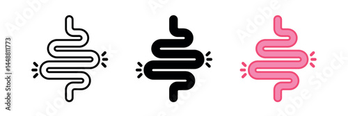 Colitis and gut constipation icon. Bloating and abdominal pain. Stomach vector for gastroenterology, health care, and medical design. Isolated on white background.