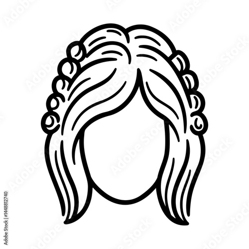 Permed hairstyle illustration showing braided hair design  